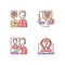 Cyberbullying and discrimination RGB color icons set