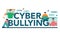 Cyberbullying typographic header concept. Online harassment with unfriendly