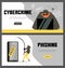 Cybercrime and phishing, hacker steals personal data on the internet, banners set, flat vector illustration.