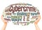 Cybercrime word cloud hand sphere concept