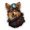 Cybermystic Steampunk Corgi Sandie Shipbuilder Sticker