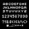 Cybernetic 3d numbers, letters and punctuation marks, pixel art