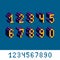 Cybernetic 3d numbers, pixel art numeration. Pixel design