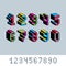 Cybernetic 3d numbers, pixel art vector numeration. Pixel design