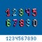 Cybernetic 3d numbers, pixel art vector numeration. Pixel design