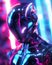 Cybernetic Avatar sleek metal exploring virtual worlds hidden depths. Generative AI Illustration.