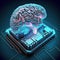 Cybernetic brain electronic chip in form of human brain.