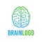 Cybernetic brain microchip logo.