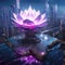 Cybernetic Harmony: A Lotus in a Neon Hued Metropolis AI Generated