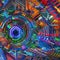 Cybernetic Symphony: An abstract representation of a symphony, created with cybernetic shapes and vibrant colors5, Generative AI