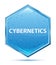 Cybernetics crystal blue hexagon button