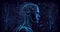 Cyberpank Neural network, man, brain. AI generative content, technology
