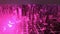 Cyberpunk city abstract seamless loop background. Wireframe buildings. Pink color. Neon metaverse futuristic concept