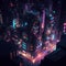 Cyberpunk City Nightscape with Hyperrealistic Detail, Made with Generative AI