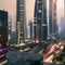 A cyberpunk cityscape with towering skyscrapers and futuristic vehicles3, Generative AI
