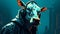 Cyberpunk Cow: A Dark Cyan And White 2d Game Art