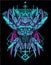 Cyberpunk Dark horror Samurai transformer head sacred geometry