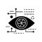 Cyberpunk eye glyph icon. Future with robot technology. Bio-robot gadgets. Human high tech implants