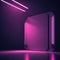Cyberpunk Fashion Empty Wall Background With Futuristic Neon Lights Technology Elements, Bright Vivid Colors, Modern Design For