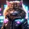 Cyberpunk Feline Warrior: An 8K Image of a Brutal Siberian Cat Wearing a Cyber Jacket in Anime-Style Cyberpunk Fashion