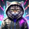 Cyberpunk Feline Warrior: An 8K Image of a Brutal Siberian Cat Wearing a Cyber Jacket in Anime-Style Cyberpunk Fashion