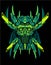 Cyberpunk green Dark horror Samurai transformer head sacred geometry