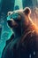 Cyberpunk Grizzly Bear in Urban Neon Shades - Generative AI