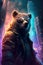 Cyberpunk Grizzly Bear in Urban Neon Shades - Generative AI