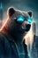 Cyberpunk Grizzly Bear in Urban Neon Shades - Generative AI