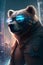 Cyberpunk Grizzly Bear in Urban Neon Shades - Generative AI