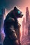 Cyberpunk Grizzly Bear in Urban Neon Shades - Generative AI