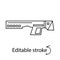 Cyberpunk gun outline icon. Futuristic weapon. Science fiction, game, confrontation between humans and robots