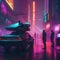 Cyberpunk heist, High-tech criminals executing a daring heist in a futuristic cityscape amidst neon lights and bustling crowds4