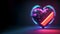 Cyberpunk high-tech neon glowing heart, cyber valentines day concept, neural network generated art