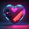 cyberpunk high-tech neon glowing heart, cyber valentines day concept, neural network generated art