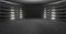 Cyberpunk Industrial Huge Virtual Showroom Club Hallway Gray Banner Background SciFi Concept 3D Rendering