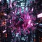 A cyberpunk-infused, dynamic visualization of a COVID-19 cell