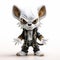 Cyberpunk Manga Style Mouse Figure In White Leather Clothing