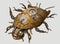 cyberpunk mechanical robot metal insect with steampunk style clockwork brass gears isolated on a plain background. generative ai