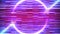 Cyberpunk neon glitch background. Abstract retro futuristic backdrop. Bright circle. Laser glowing