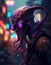 Cyberpunk octopus realistic illustration AI generated