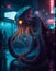 Cyberpunk octopus realistic illustration AI generated