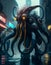 Cyberpunk octopus realistic illustration AI generated
