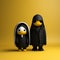 Cyberpunk Penguins: A Minimalist 3d Character Design Of Penguin And Lisa