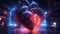 Cyberpunk Retro Futuristic Heart with Neon Lights