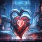 Cyberpunk Retro Futuristic Heart with Neon Lights