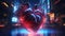 Cyberpunk Retro Futuristic Heart with Neon Lights