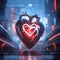 Cyberpunk Retro Futuristic Heart with Neon Lights