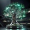 Cyberpunk Retro Futuristic Tree with Neon Lights