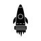 Cyberpunk rocket glyph icon. Futuristic spaceship. High tech technology